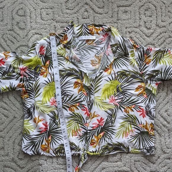 POTTERS POT Tropical floral crop top shirt size Large @i - Picture 6 of 10